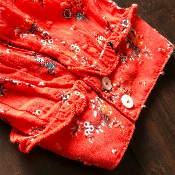 Modcloth | Swiss Dot Floral Ruffle Blouse - Picture 3 of 5